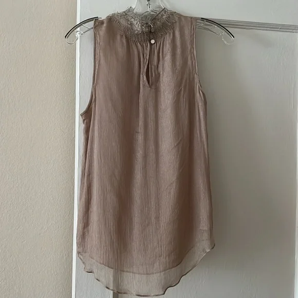 Theory mock neck sleeveless blouse in dusty rose pink - Picture 2 of 5